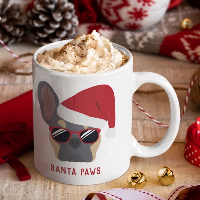 Santa Paws Christmas Lilac Tan French Bulldog Kaffeetasse (Von Creator hochgeladen)