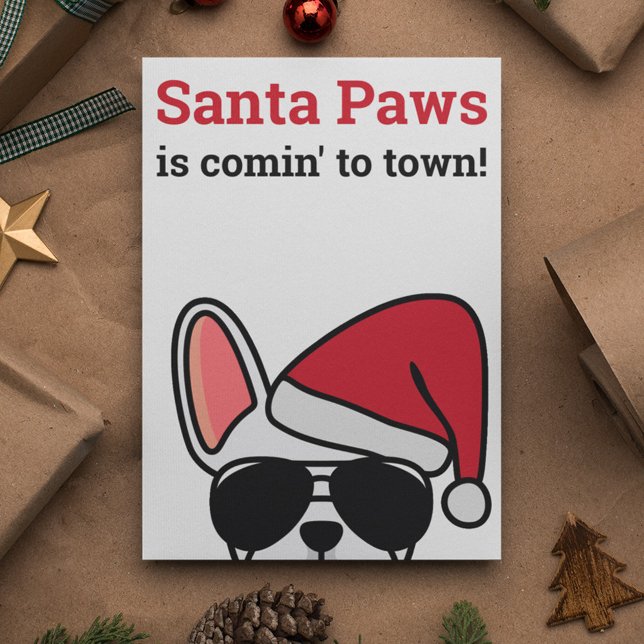 Santa Paws Christmas White French Bulldog Card Karte (Von Creator hochgeladen)
