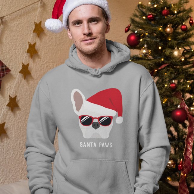 Santa Paws Christmas White French Bulldog Hoodie (Von Creator hochgeladen)