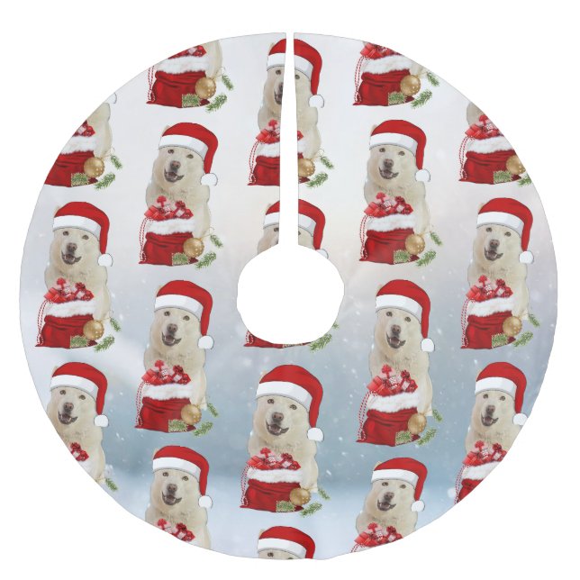 Santa Paws - Crystal the Husky Dog Polyester Weihnachtsbaumdecke (Vorderseite)