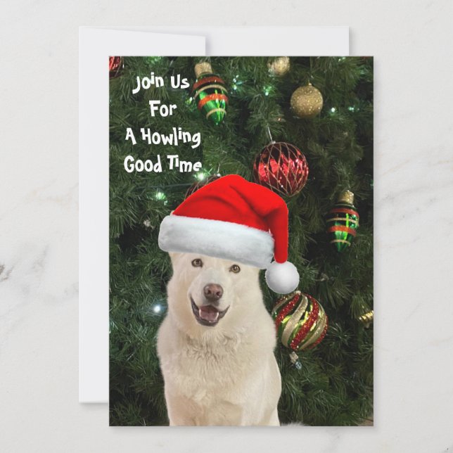 Santa Paws - Crystal the Husky Dog Weihnachten Einladung (Vorderseite)