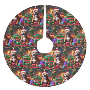 "Santa Paws: Eine Feierliche Überraschung für die  Polyester Weihnachtsbaumdecke