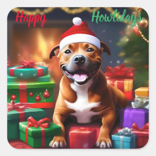 "Santa Paws: Eine Feierliche Überraschung für die Quadratischer Aufkleber