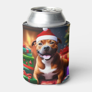 "Santa Paws: Eine Staffy-Weihnachtsüberraschung" Dosenkühler