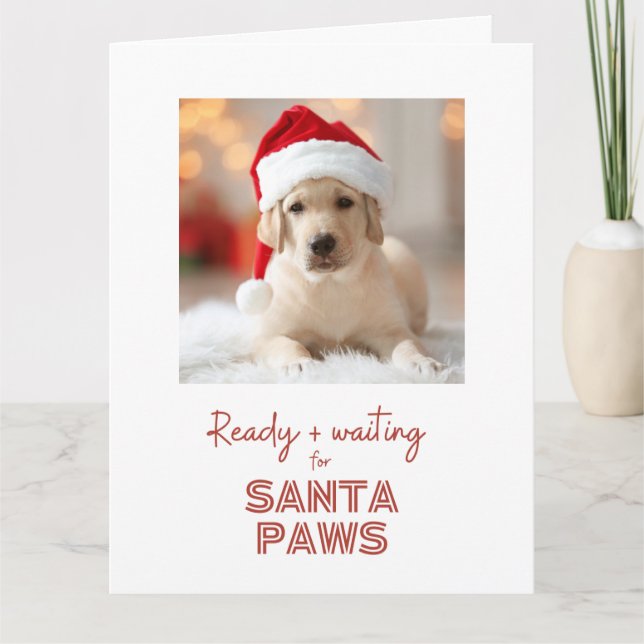 Santa Paws fertig und gewartet - Hundebhaberin Wei Karte (Vorderseite)