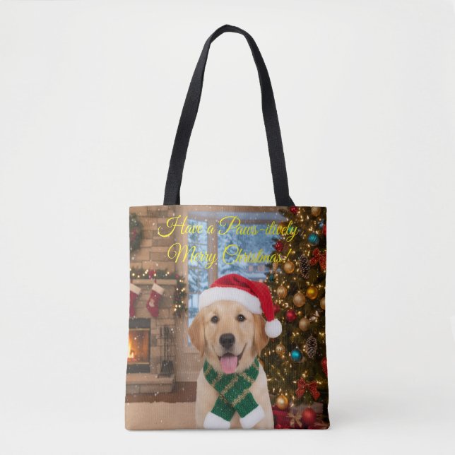 Santa Paws Festivals Golden Retriever Shopper Tasche (Vorderseite)