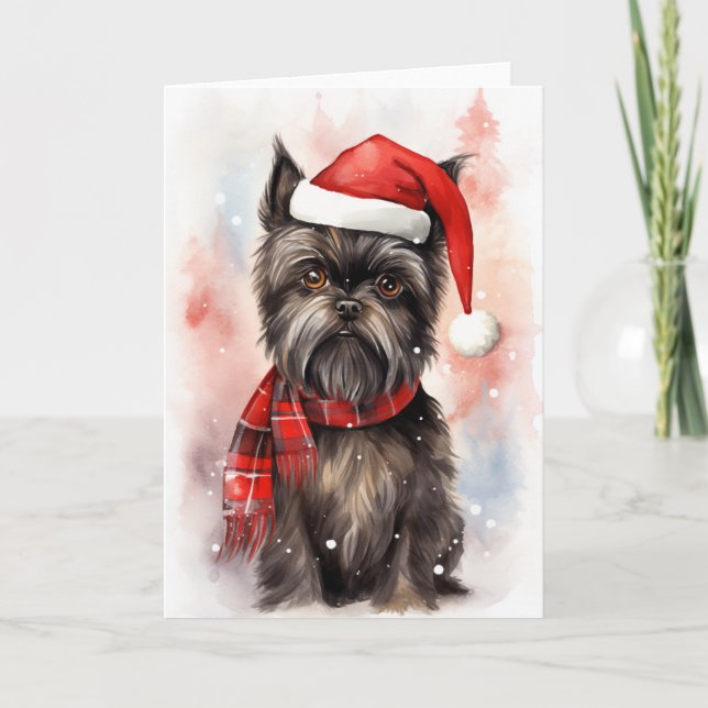 Santa Paws Festive Affenpinscher Hund Weihnachten Dankeskarte (Vorderseite)