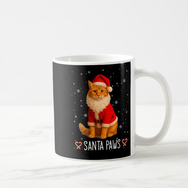 Santa Paws Funny Orange Tabby Cat Christmas Holida Kaffeetasse (Rechts)