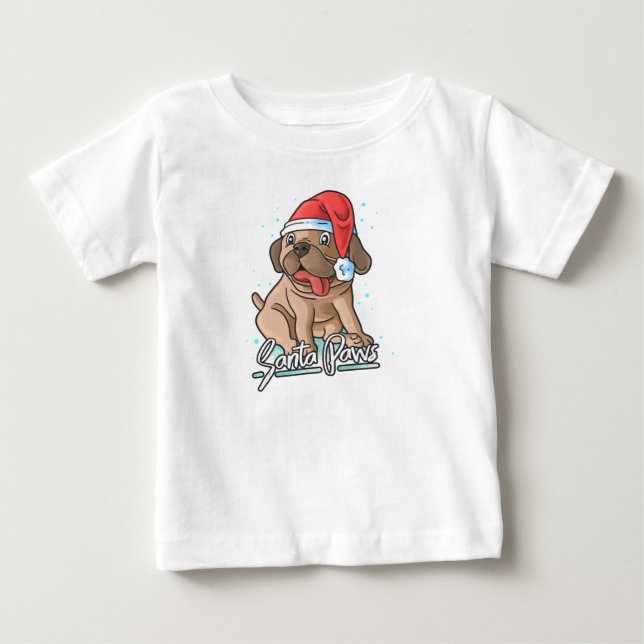Santa Paws Hund mit Hut Baby T-shirt (Vorderseite)