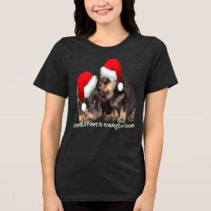 Santa Paws kommt in die Stadt Niedliche Rottweiler Tri-Blend Shirt