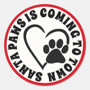 Santa Paws kommt in die Stadt Runder Aufkleber
