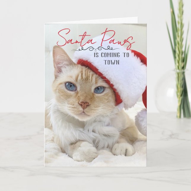 Santa Paws kommt Weihnachten in die Stadt Karte (Vorderseite)