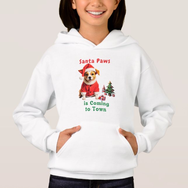 Santa Paws kommt zu einem festlichen Haustier Hoodie (Vorderseite)