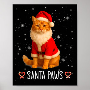 Santa Paws Lustige Orange Tabby Katze Weihnachten Poster