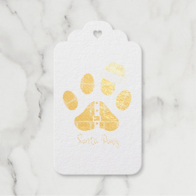 Santa Paws. Niedliche Pfote. Ich Liebe Hunde Geschenkanhänger (Vorderseite)