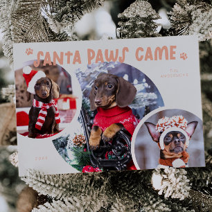 Santa Paws Peach Hund Foto Urlaubskarte Feiertagskarte