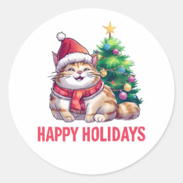 Santa Paws Says Happy Holidays Runder Aufkleber