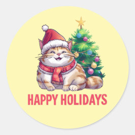 Santa Paws Says Happy Holidays Runder Aufkleber