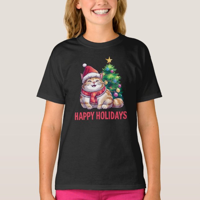 Santa Paws Says Happy Holidays T-Shirt (Vorderseite)