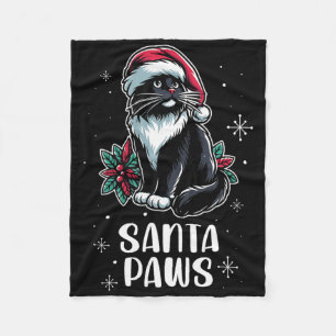 Santa Paws Tuxedo Katze Weihnachtsmannmütze Weihna Fleecedecke