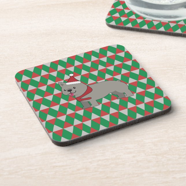 Santa Paws Weihnachten Getränkeuntersetzer (Linke Seite)