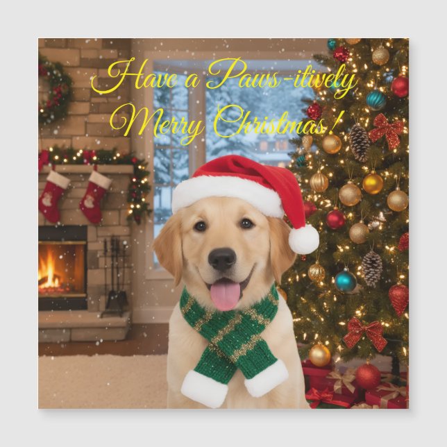 Santa Paws Weihnachts-Magnetkarte Magnetkarte (Vorderseite)