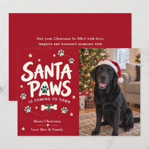 Santa Paws Weihnachtshund-Foto Feiertagskarte