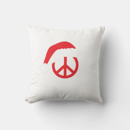 Santa Peace Sign Ho Ho Ho mit Weihnachtsmannmütze Kissen