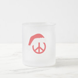 Santa Peace Sign Ho Ho Ho mit Weihnachtsmannmütze Mattglastasse