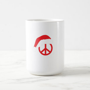 Santa Peace Sign Ho Ho Ho mit Weihnachtsmannmütze Verwandlungstasse