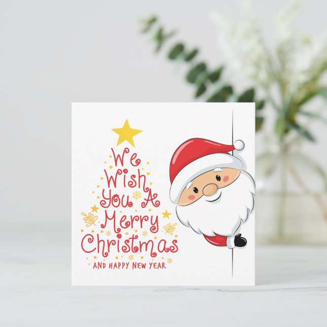 Santa Peek Weihnachtskarte  Feiertagskarte (Stehend Vorderseite)