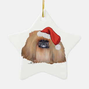 Santa Pekingese Keramikornament