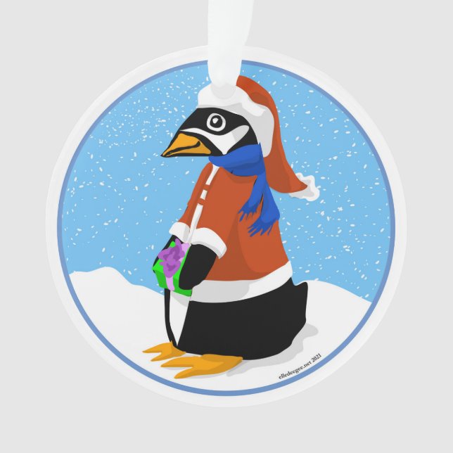 Santa Penguin Acrylic Ornament (Vorderseite)