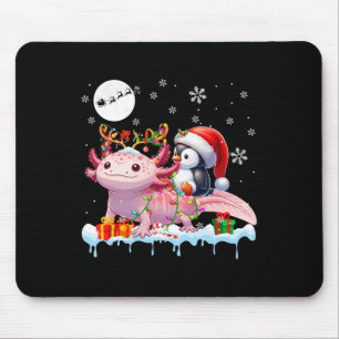 Santa Penguin Riding Axolotl Rentier Christmas Se Mousepad