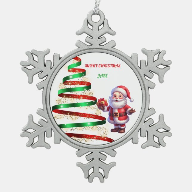 SANTA PEWTER SNOWFLAKE ORNAMENT (Vorderseite)