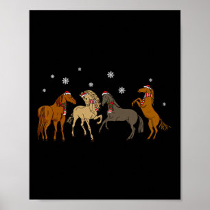 Santa-Pferd-Weihnachtsbaum-Licht Poster