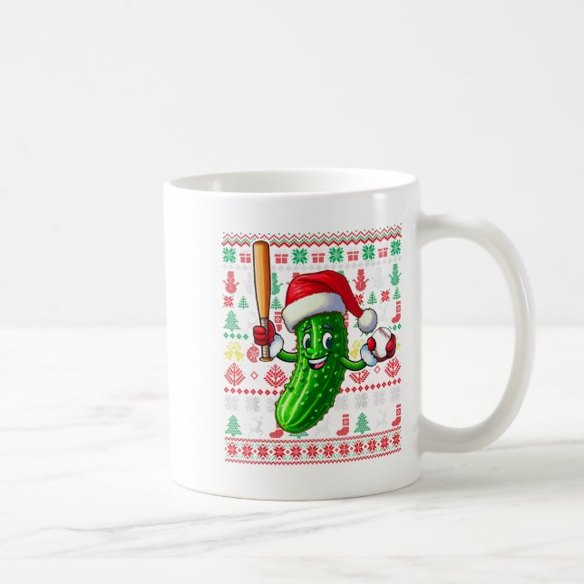 Santa Pickle Playing Baseball Xmas Player Vegan Sw Kaffeetasse (Rechts)