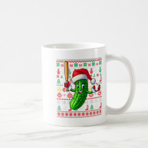 Santa Pickle spielt Baseball Xmas Spieler Vegan Pu Kaffeetasse