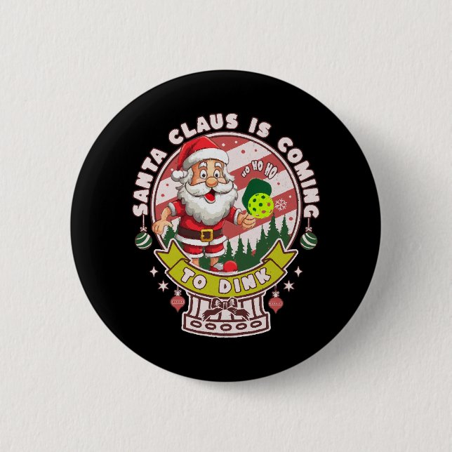 Santa Pickleball Weihnachten, Funny Santa Button (Vorderseite)