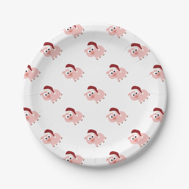 Santa Pig Pappteller (Vorderseite)