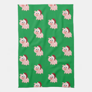 Santa Pig Pattern Geschirrtuch