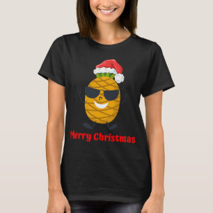 Santa Pineaple Frohe Weihnachtsbaum Pajama Vacati T-Shirt