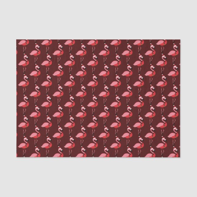 Santa Pink Flamingo Burgundy Weihnachtsfeiertag Seidenpapier (Vorderseite)