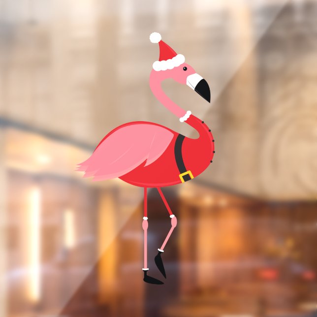Santa Pink Flamingo Weihnachten Fensteraufkleber (Blatt 2)