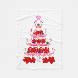 Santa Pink Flamingo Weihnachtsbaum Fleecedecke