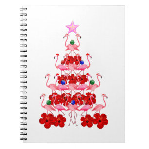 Santa Pink Flamingo Weihnachtsbaum Notizblock