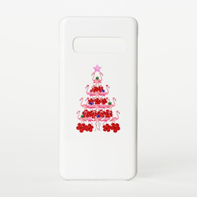Santa Pink Flamingo Weihnachtsbaum Samsung Galaxy Hülle (Rückseite)