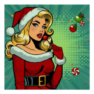 Santa Pinup: Pop Art Glamour Poster