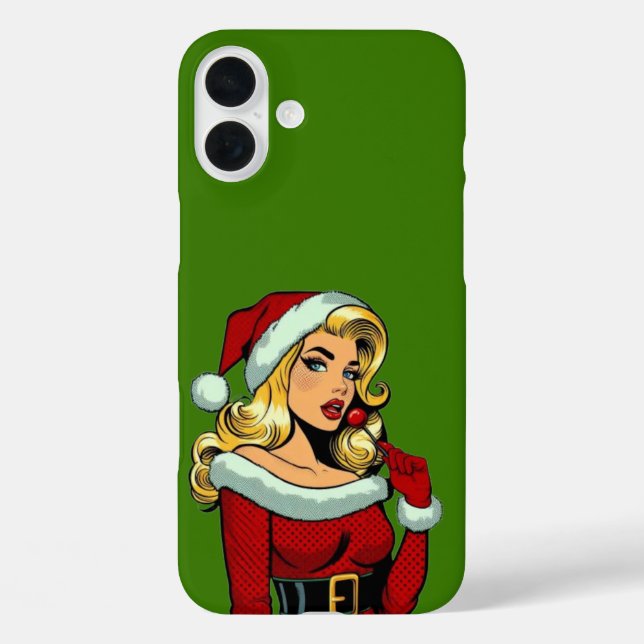 Santa Pinup: Pop iPhone 16 Plus Hülle (Rückseite)