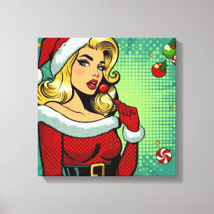 Santa Pinup: Pop Leinwanddruck